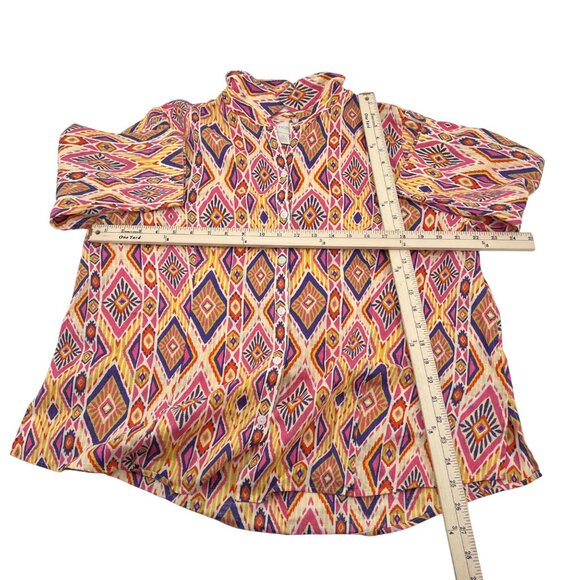 Chicos Geometric Print Button-Up Shirt Multicolor Size 3 - Picture 4 of 5